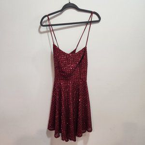 Burgundy Sequined Criss-Cross Back Dress
